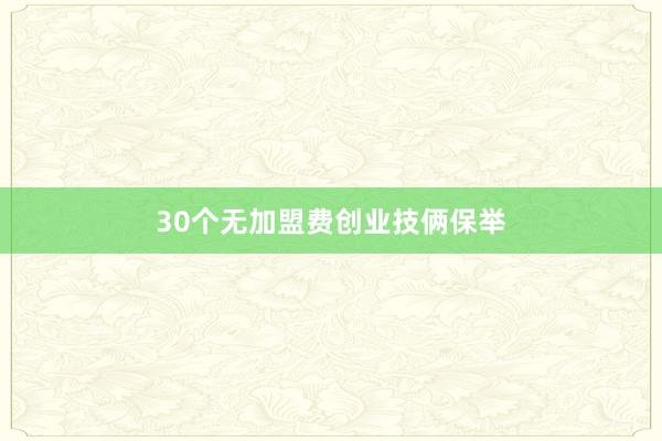 30个无加盟费创业技俩保举